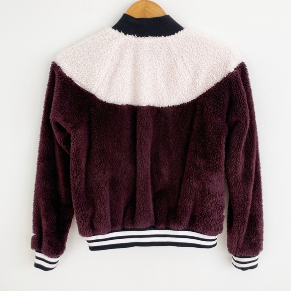 Nike Athletic Sherpa Wolf Teddy Zip Up Long Sleeves Bomber Jacket Size Small - Picture 9 of 16